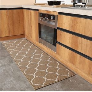 COSY HOMEER 23.6x71 Inch Kitchen Rug Mats Made of 100% Polypropylene Beige.